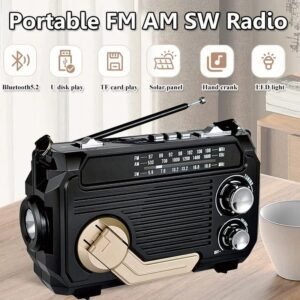 Outdoor Solar Hand Crank Radio with Emergency Flashlight